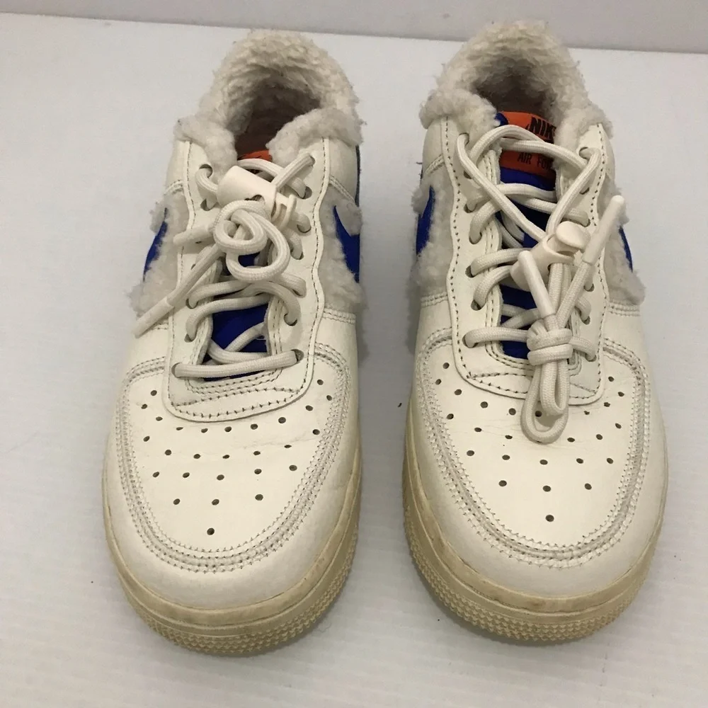Nike Air Force 1 '07 'Sherpa Fleece' White Blue Kid Size 6